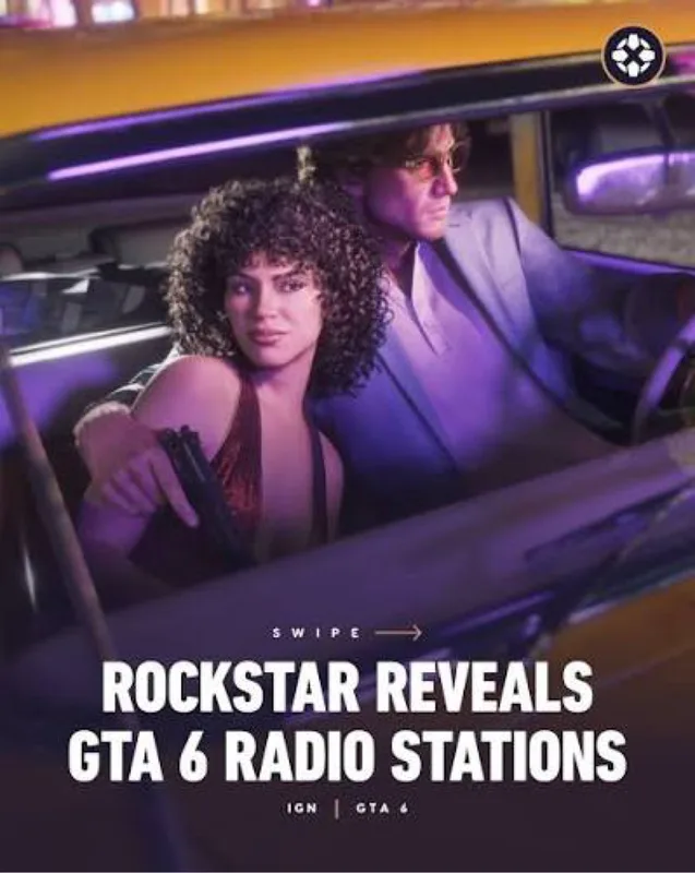 Lucia and Jason in a car at night, from the GTA 6 radio station reveal