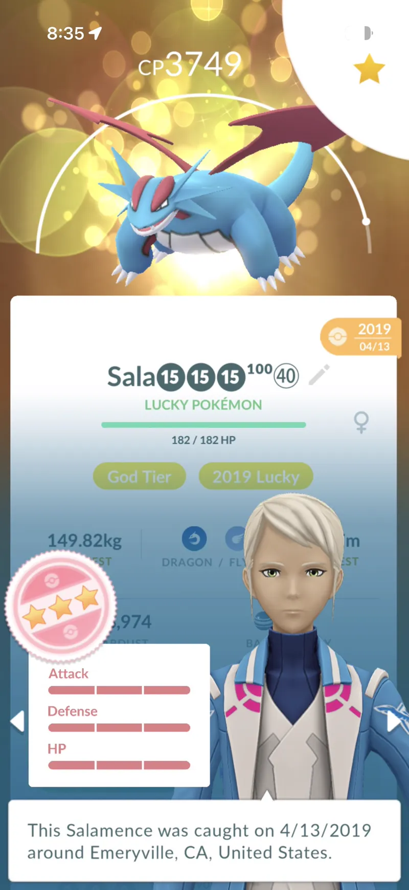 Lucky hundo Salamence, CP 3749, from 2019