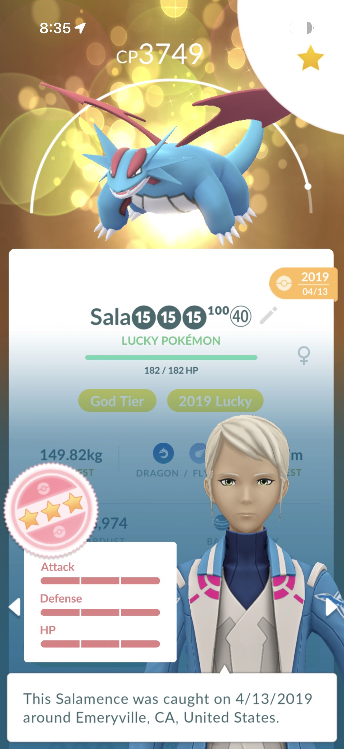 Lucky hundo Salamence, CP 3749, from 2019